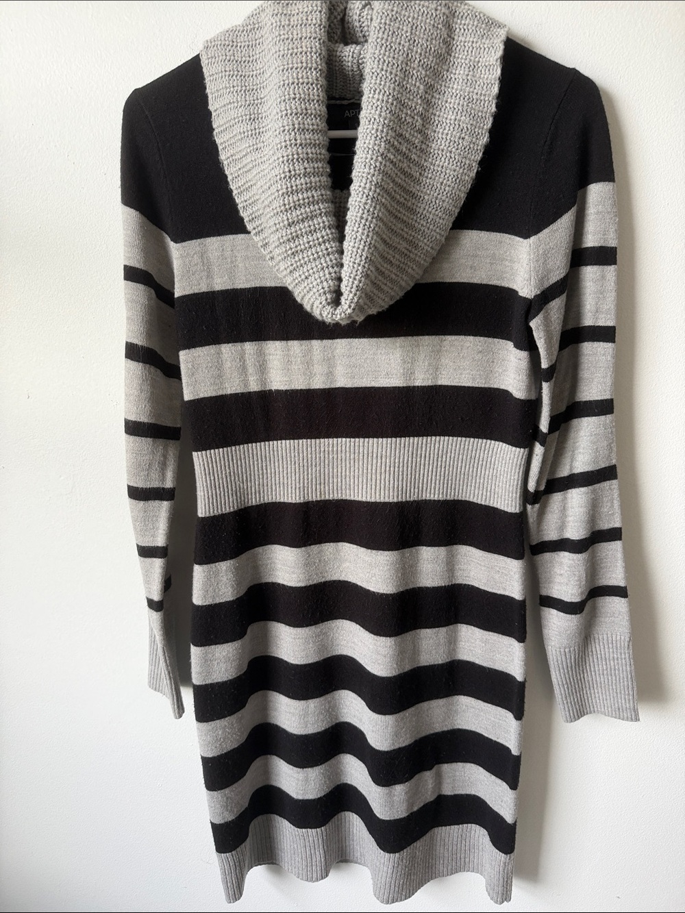 Apt. 9 Black and Gray Striped Cowl-Neck Sweater Dress SZ S